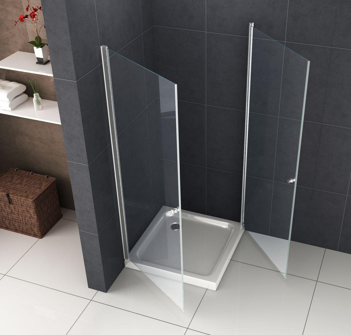 DUSCHKABINE DETO Klar 80 x 80 x 190 cm 6 mm ESG - Klar, Glas (80/80/190cm) - Glasdeals