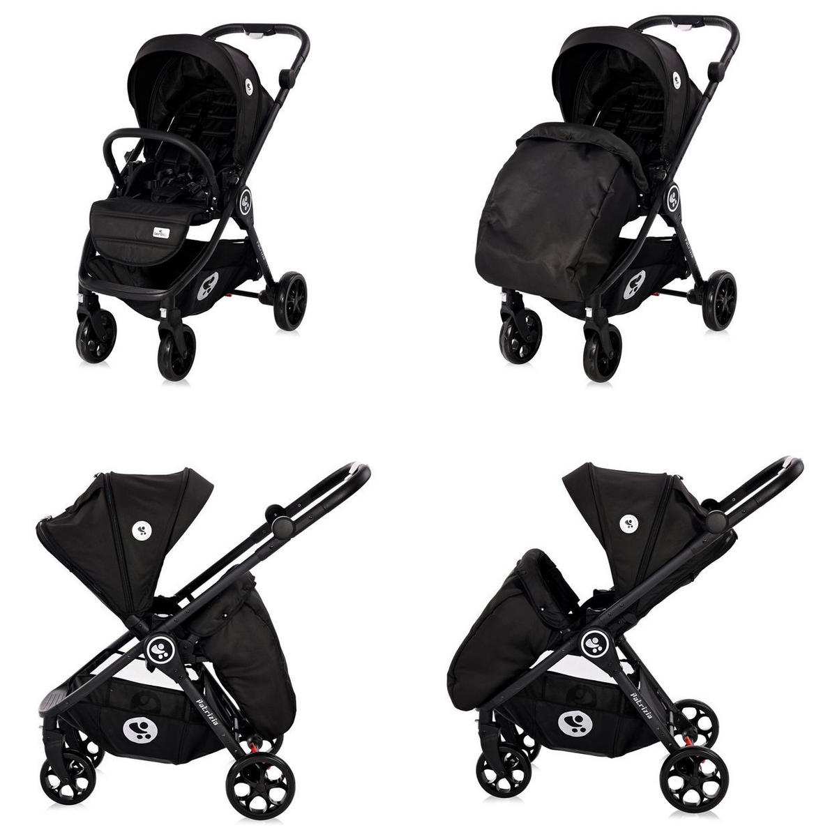 KOMBIKINDERWAGEN 2 in 1 Patrizia schwarz Babywanne, Sportsitz, Sitz umkehrbar - Schwarz, Metall (93/55/99cm) - Lorelli