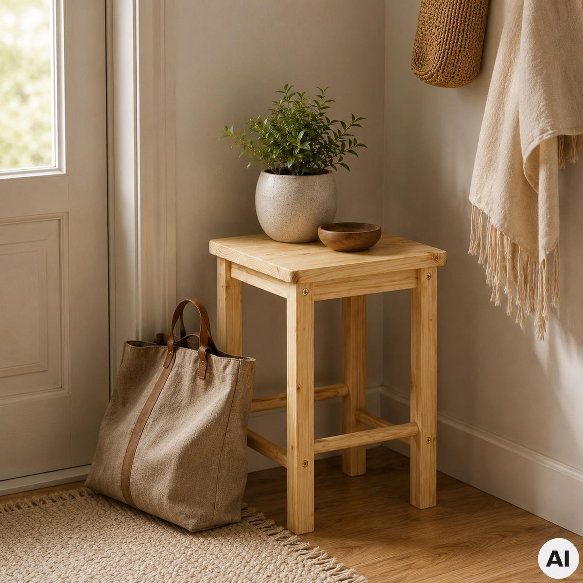 HOLZHOCKER Kiefer Natur 2-er Set 30 x 30 x 46 cm quadratische Sitzfläche - Naturfarben, Holz (30/46/30cm) - Begryf