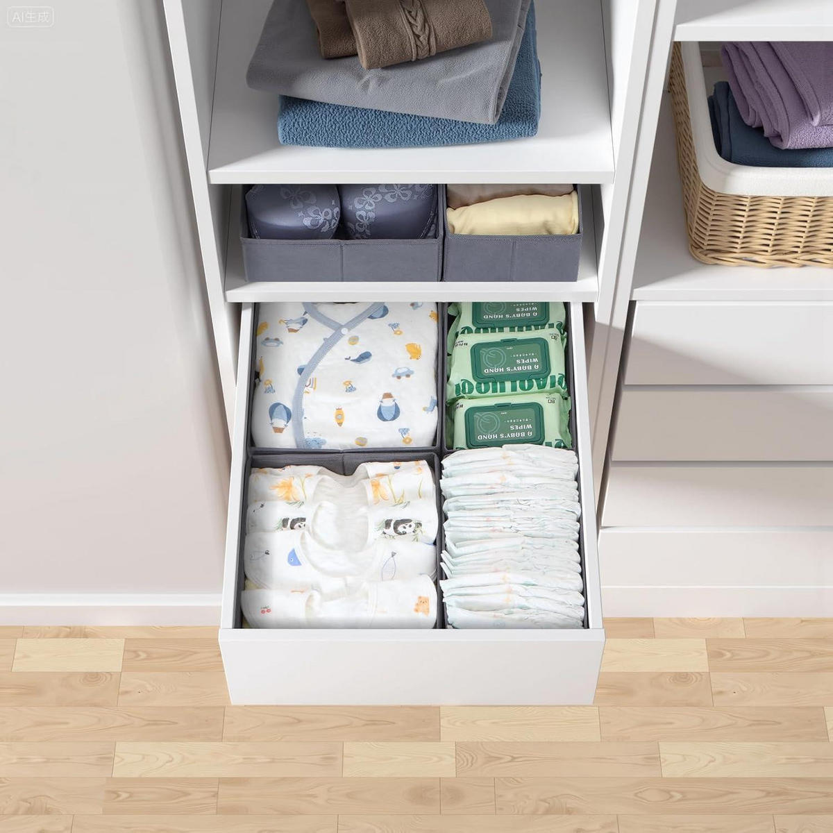 SCHUBLADEN Organizer 8er Set Grau für PAX Kleiderschrank 50x58 cm - Grau, Textil (24/11/26cm)