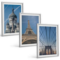 BILDER SET 3er Set - 40x60 cm Silberner Rahmen - Ansichten von Gebäuden aus Städten auf der ganzen Welt - Silberfarben, Kunststoff (40/60cm) - TULUP