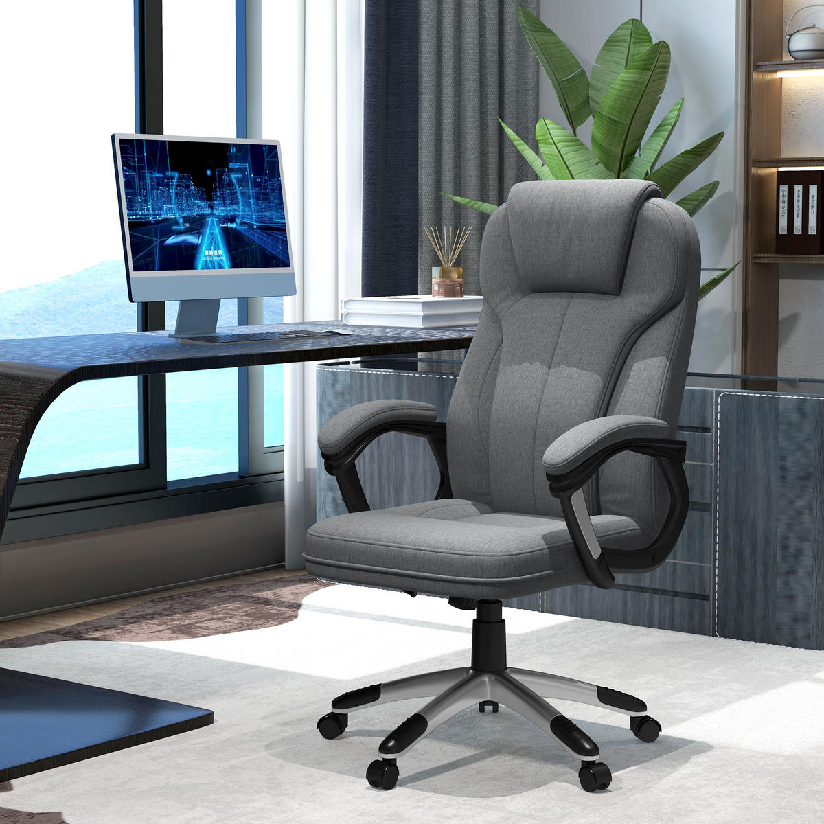 BÜROSTUHL, Ergonomisch, Grau - Grau, Kunststoff (75/120/66cm) - Vinsetto