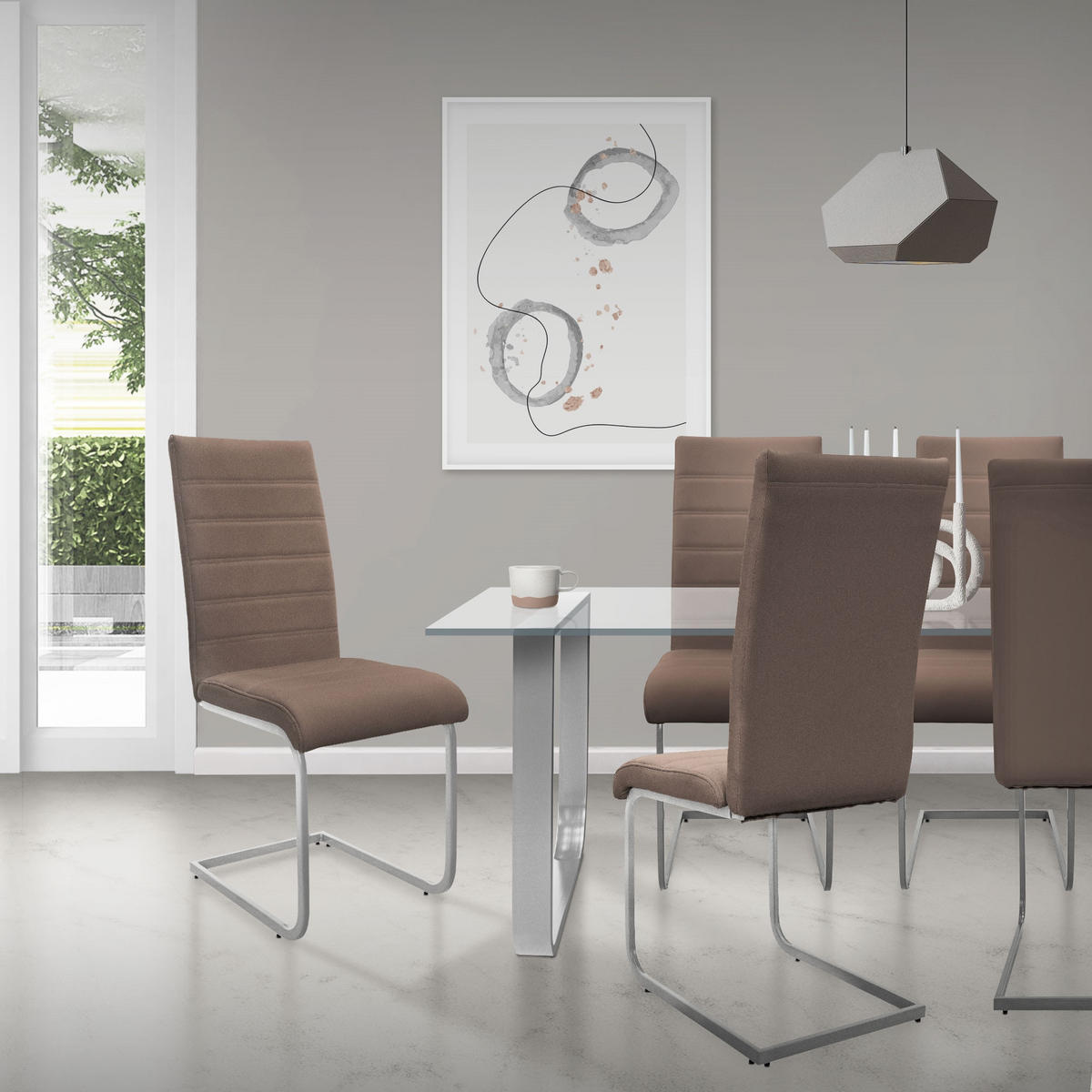 ESSZIMMERSTUHL braun 2er Set - Silberfarben/Braun, Metall (40/102/57cm) - ML-DESIGN