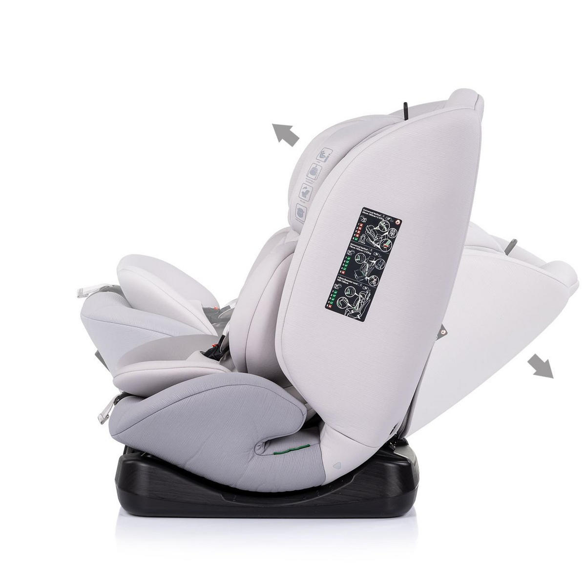 KINDERSITZ Mondial i-Size hellgrau (40-150cm) Liegeposition Kopfstütze Gurt - Grau, Kunststoff (44/80/51cm) - Chipolino