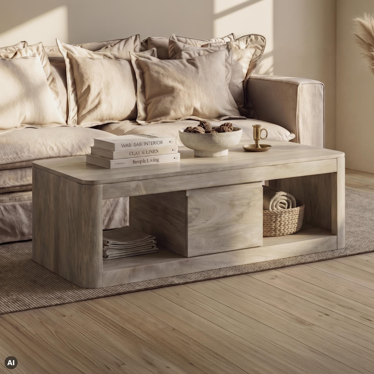 COUCHTISCH Mango 118x65x40 weiß lackiert TORONTO #352 - Weiß, Holz (118/65/40cm) - Massivmoebel24