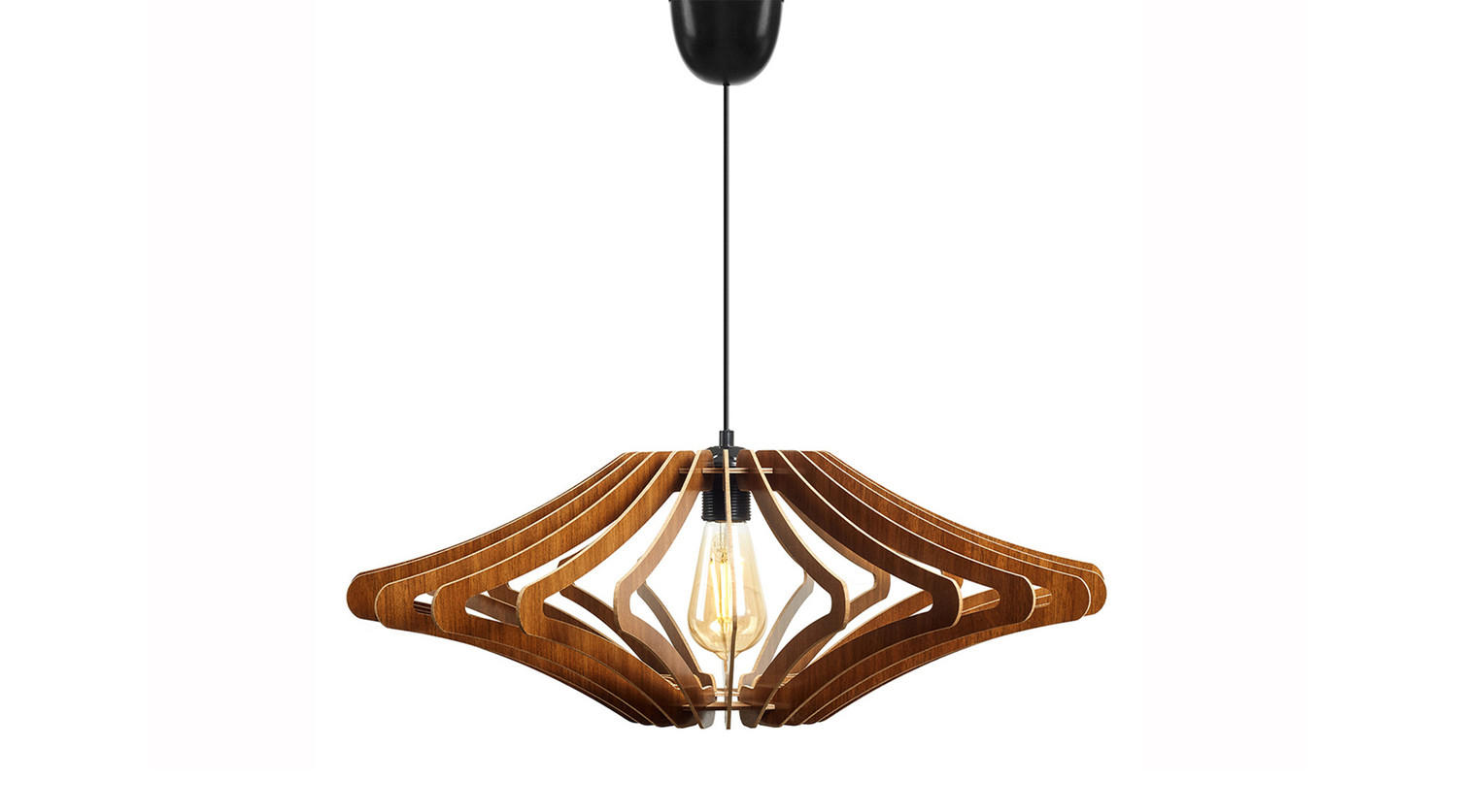 HÄNGELAMPE ALZETTE Walnuss Dekor Holz - Nussbaumfarben, Holz (59/59/55cm) - KAWOLA