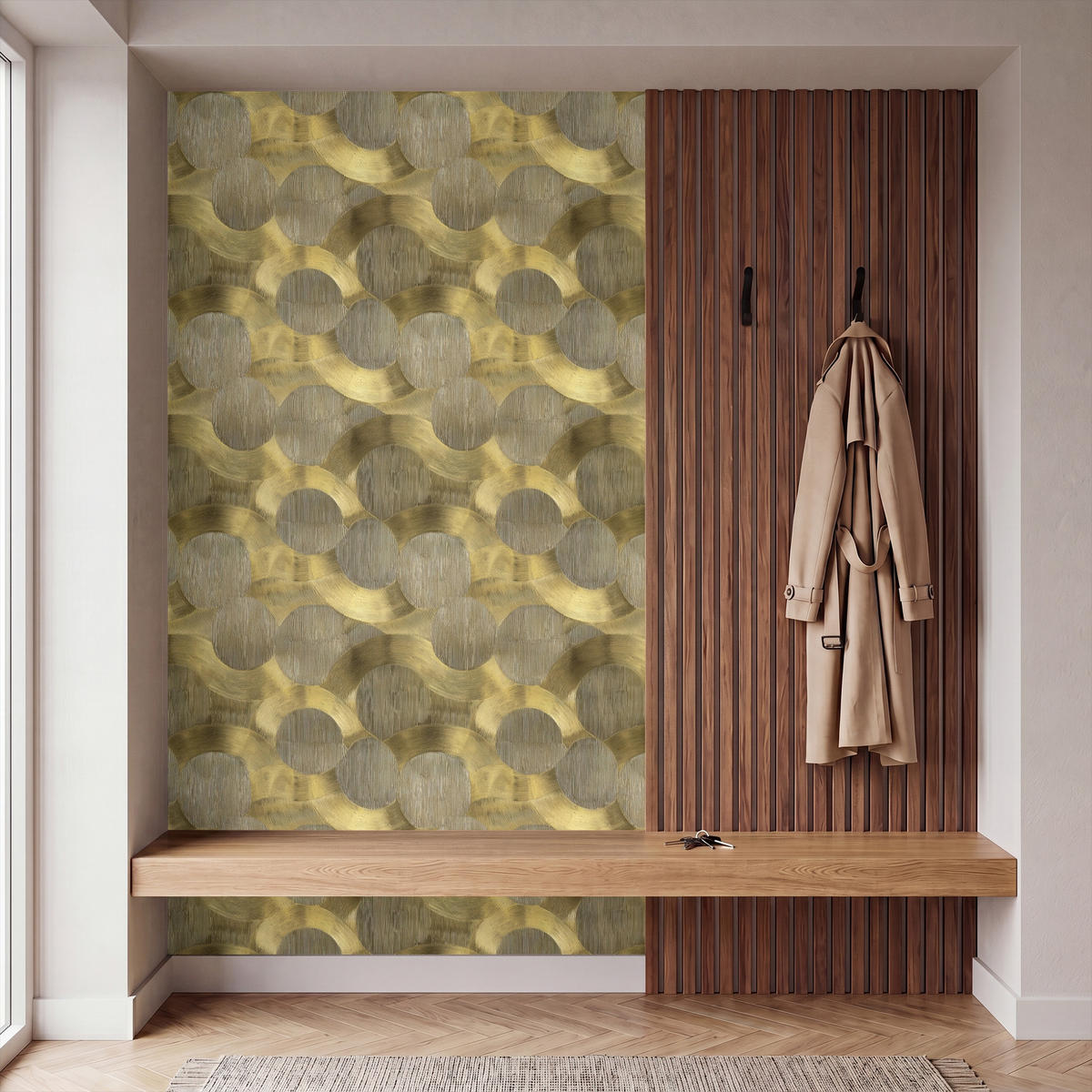 TAPETE - Modern - Geometrisch - Gold - 120x200 cm - Goldfarben, Papier (120/200cm) - OnlyWow