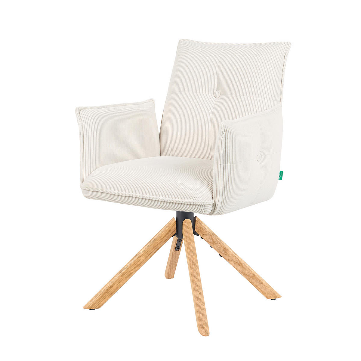 ARMLEHNSTUHL Mika-Paul - Honigeiche/Creme, Eichenholz/Holz (60/88/63cm) - DUBI Möbel