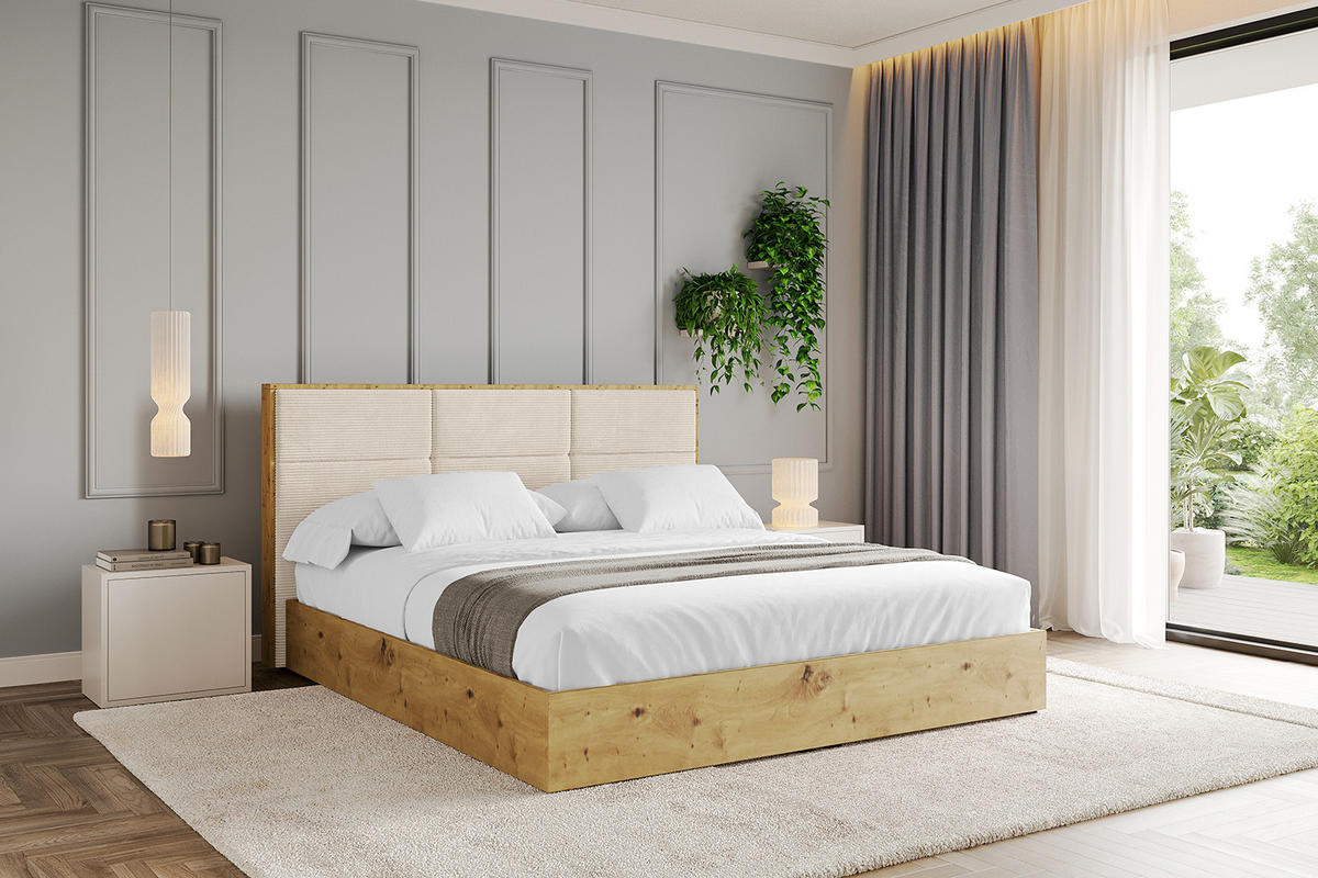 POLSTERBETT mit Bettkasten und Lattenrost, Bett mit Matratze H3/H4 - ENZO1 180x200 Beige - Creme, Holzwerkstoff/Textil (180/200cm) - ALTDECOR