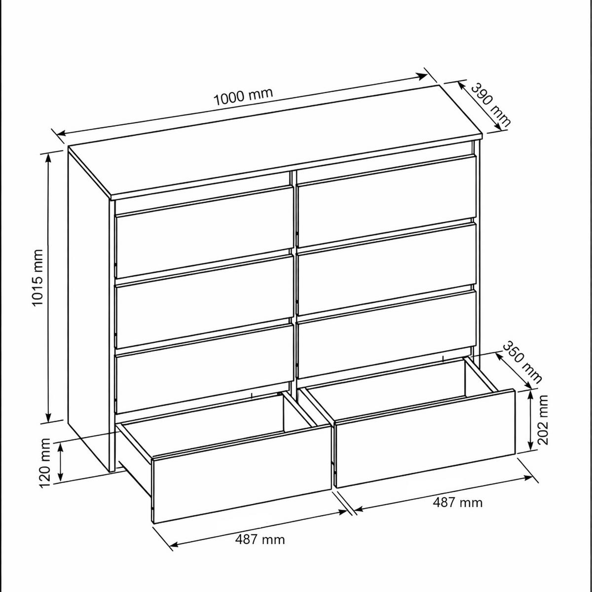 KOMMODE Weiß 100/102/39 - Weiß, Holzwerkstoff (100/102/39cm) - RAUMHIRSCH FURNITURE