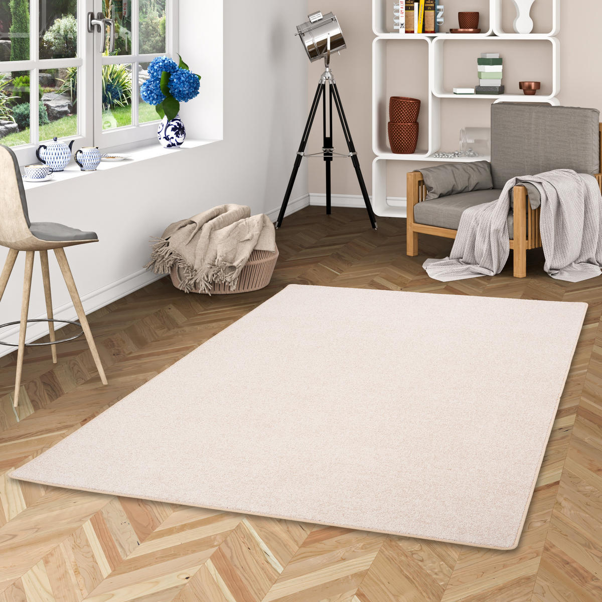 HOCHFLOR VELOURS TEPPICH LUNA - Champagner, Textil (80/320cm) - Snapstyle