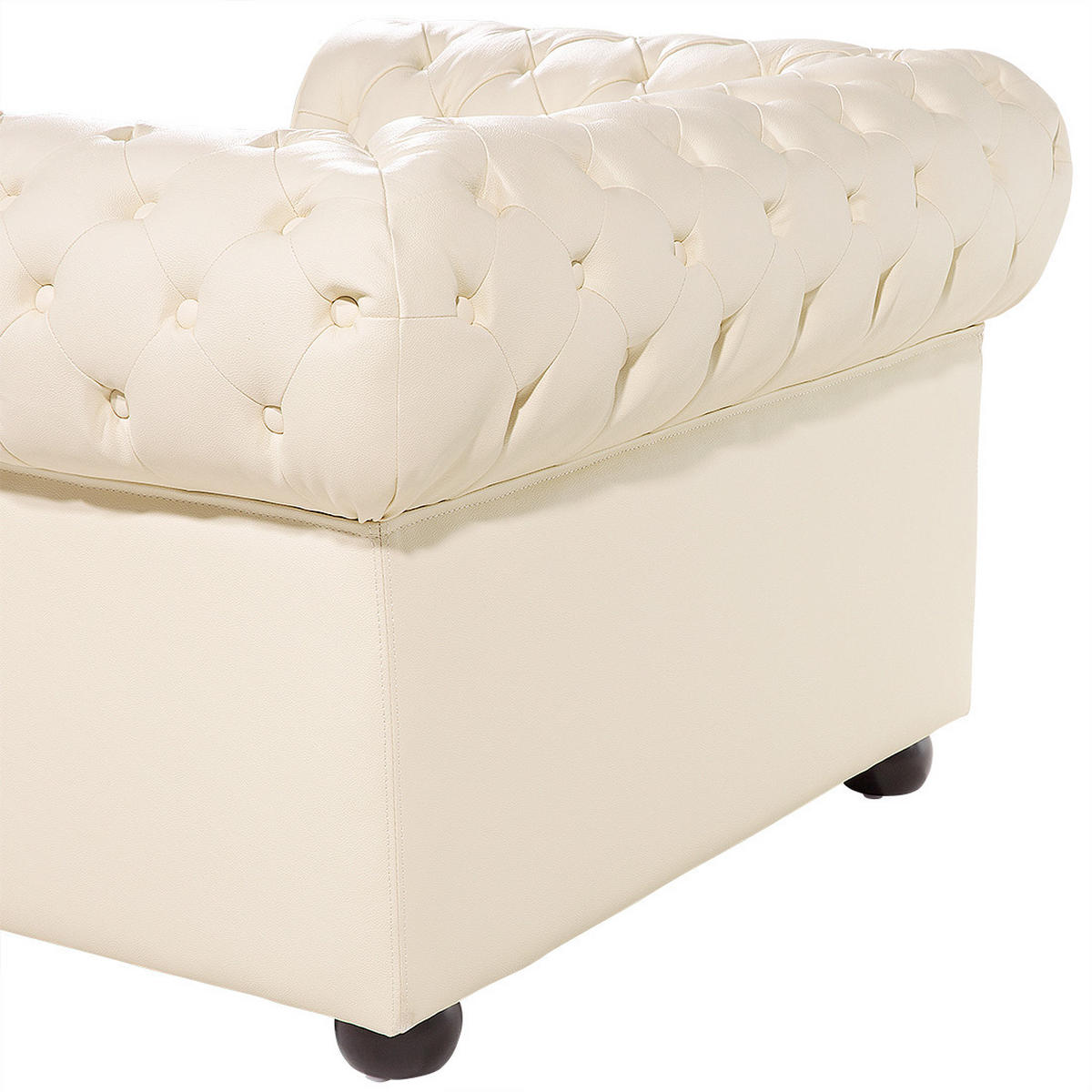 SESSEL Leder creme Chesterfield - Beige/Braun, Leder (108/70/80cm) - Beliani