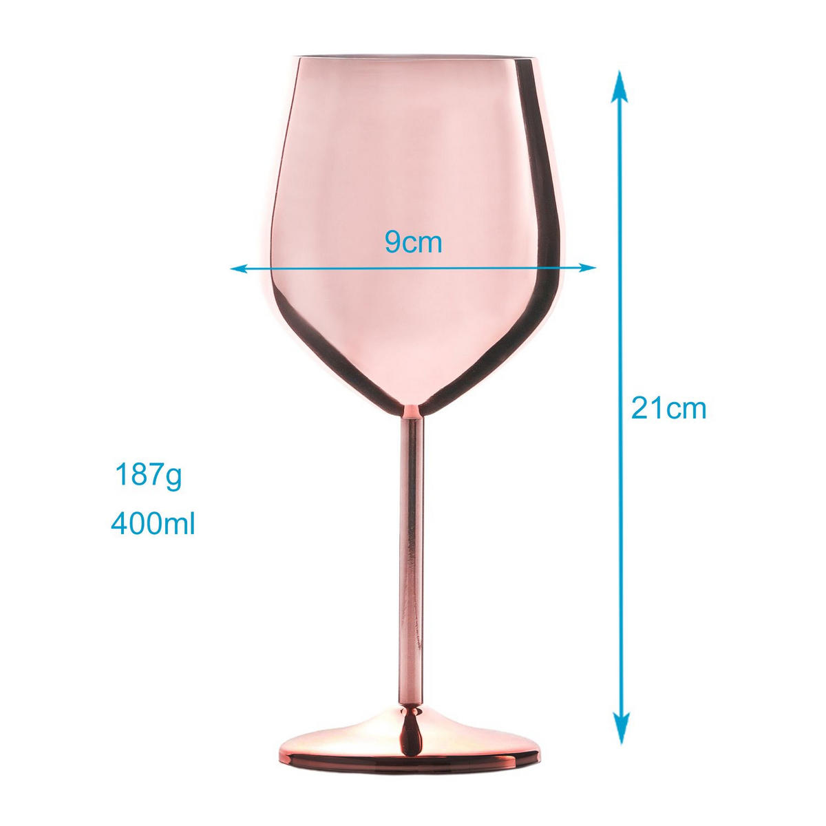 WEINGLAS-SET Edelstahl 400 ml (2er-Set) - Rosa, Metall (0.4L) - Intirilife