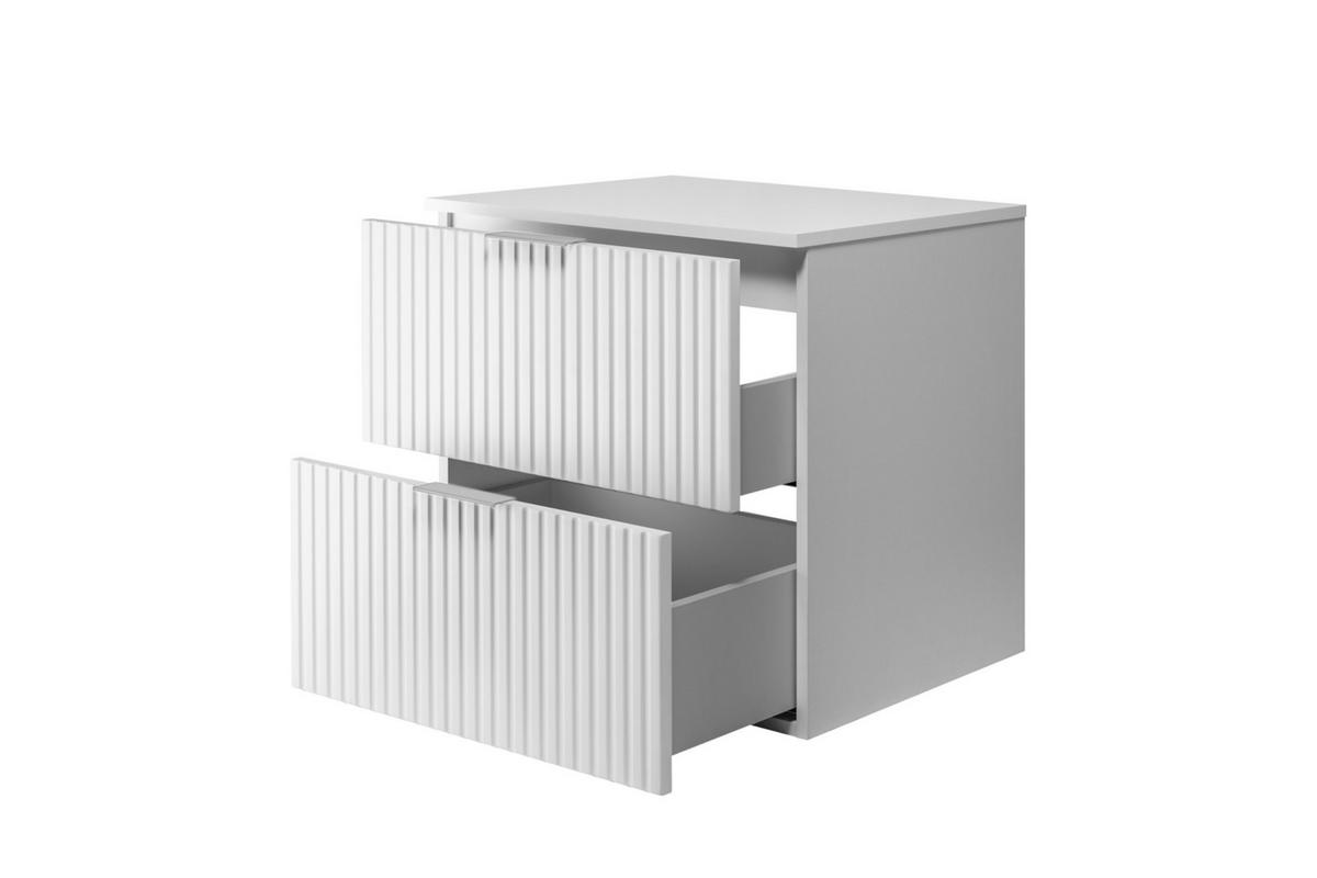 WASCHBECKUNTERSCHRANK, Weiß, 60 x 57 x 46 cm, silberner Griff + Arbeitsplatte - Silberfarben/Weiß, Holzwerkstoff (60/57/46cm) - 3XE LIVING