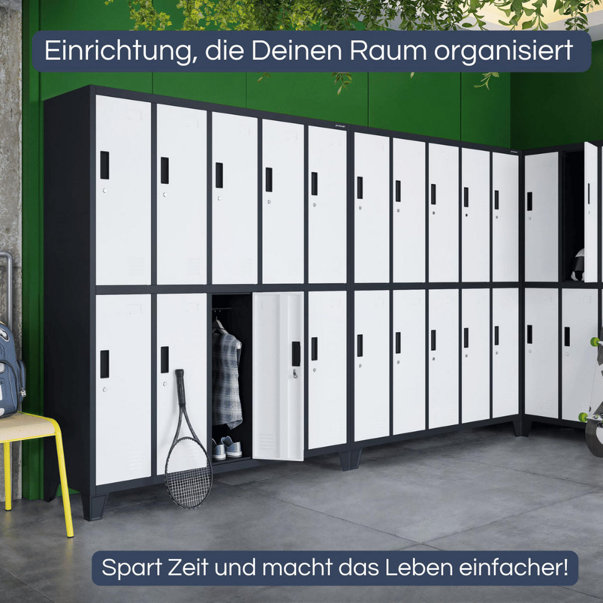 UMKLEIDESCHRANK Spind BERLIN 10 Abteile 172x136x45cm Anthrazit-Weiß - Anthrazit, Metall (136/172/45cm) - DELUKE