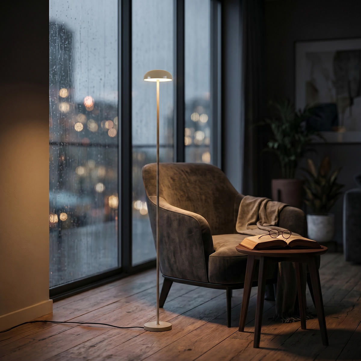 LED-DESIGN-STEHLEUCHTE stufenlos dimmbar Trittschalter 3000K 140cm hoch Metall Beige - Schwarz Hochglanz, Metall (15/15/137cm) - Elblight.de