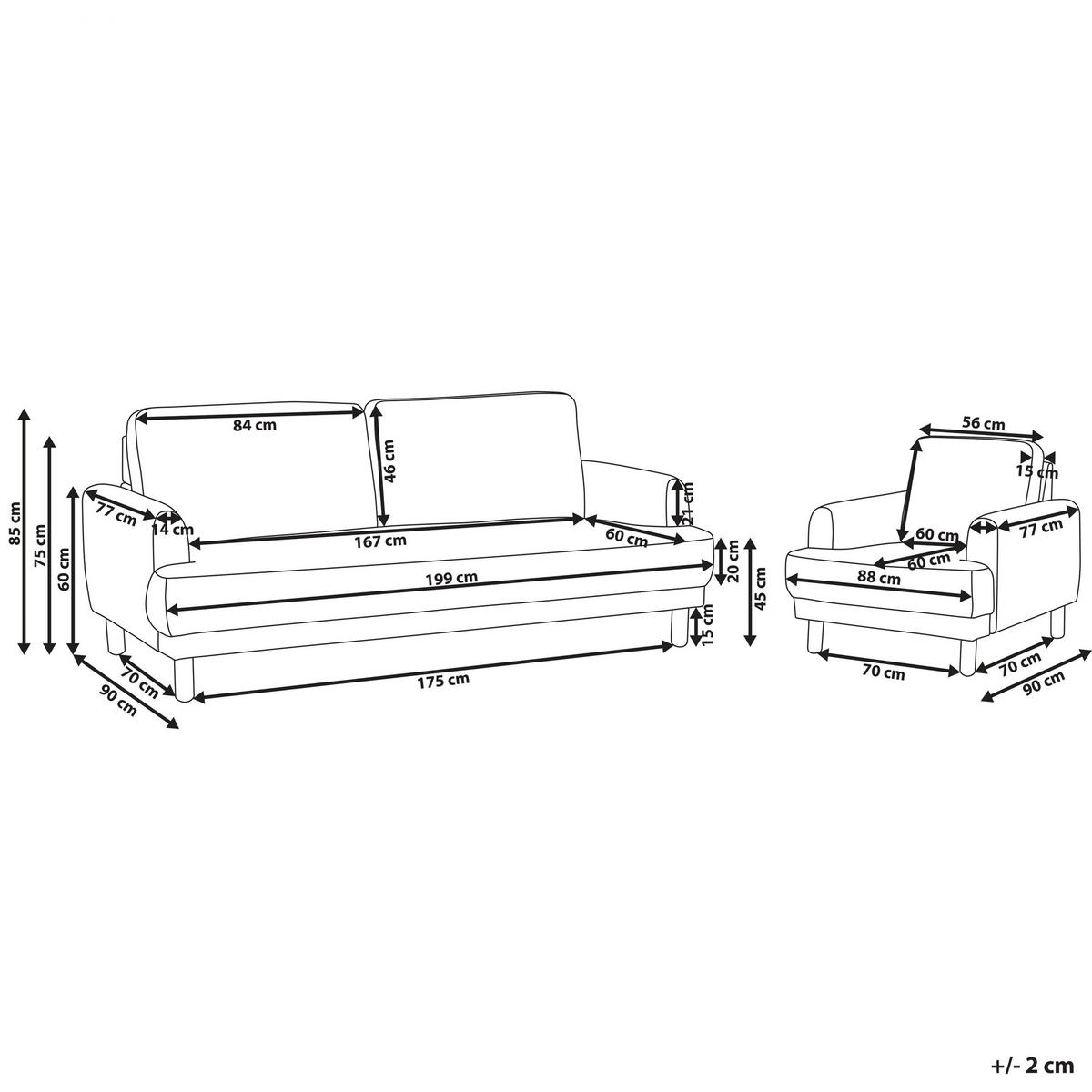 4-SITZER-SOFA Set Bouclé Weiß Tuve - Hellbraun/Weiß, Textil (90/90/288cm) - Beliani
