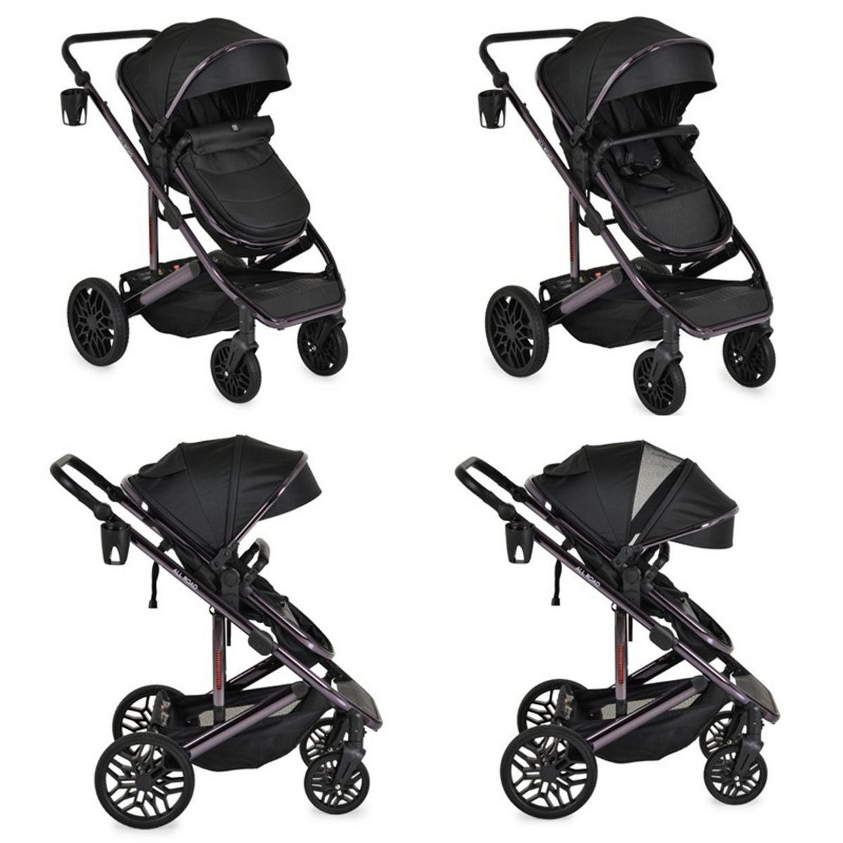KOMBIKINDERWAGEN 3 in 1 all Road schwarz umbaubar Babyschale Sportsitz Tragetasche - Schwarz, Metall (87/59/108cm) - Moni