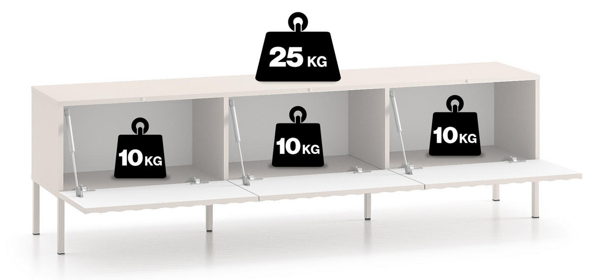 TV-LOWBOARD Derriva Hellbeige 170 cm - Ecru/Beige, Holzwerkstoff/Metall (169.8/49.7/37cm) - Selsey