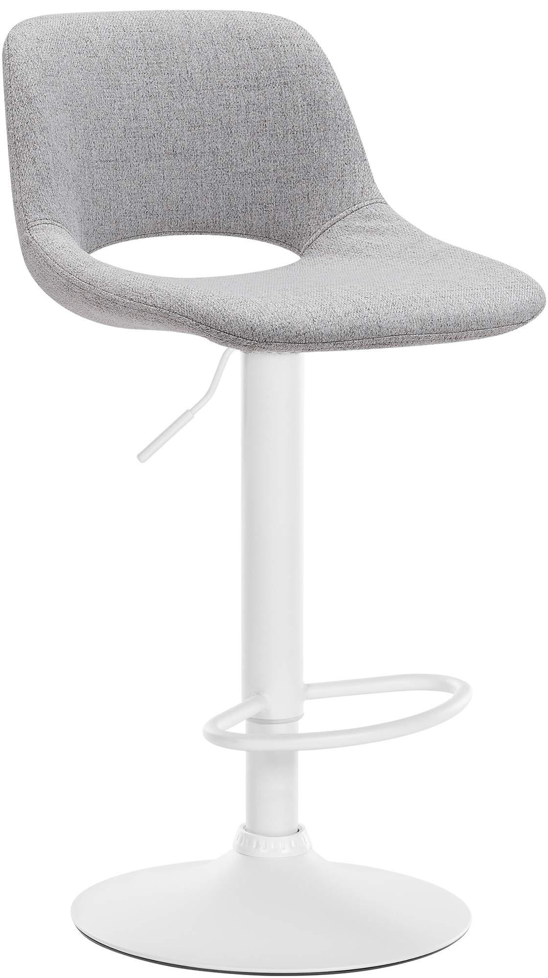 BARHOCKER JAKSON Hellgrau Stoff Weiß - Hellgrau, Textil/Metall (42/86/46cm) - DELUKE