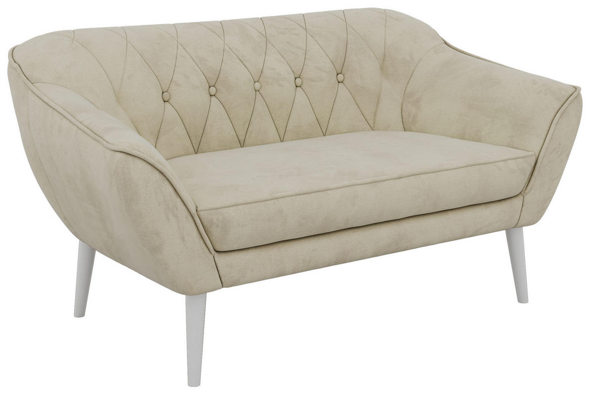 2-SITZER-SOFA PIRS - Beige Velvet - Weiße Beine - Beige/Weiß, Holzwerkstoff/Textil (140/75/74cm) - MKS