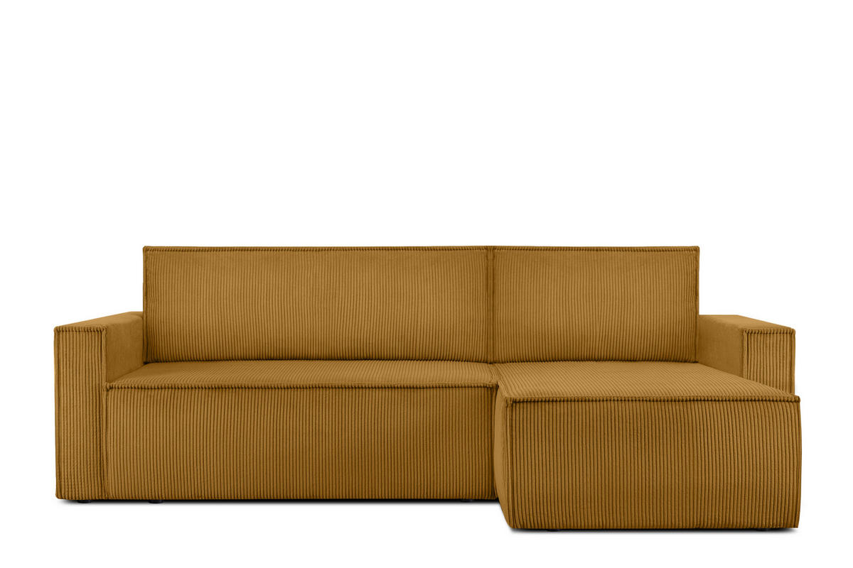 ECKSOFA-LINKS/RECHTS NAPI Schlaffunktion mit Cordbezug, Gelb - Gelb/Schwarz, Textil (246/148cm) - KONSIMO®
