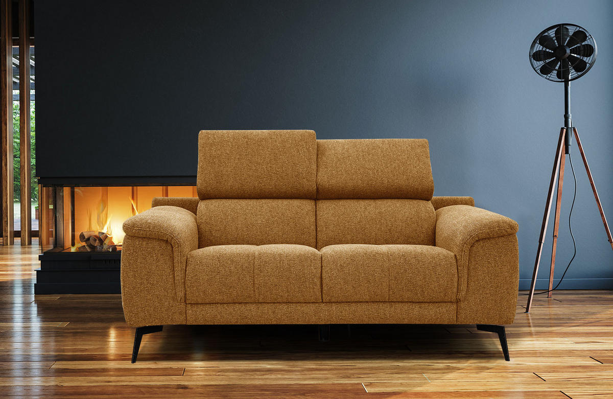 SOFA FIERO 2-Sitzer, orange - Schwarz/Orange, Holzwerkstoff/Textil (170/82/103cm) - Courtois Laville