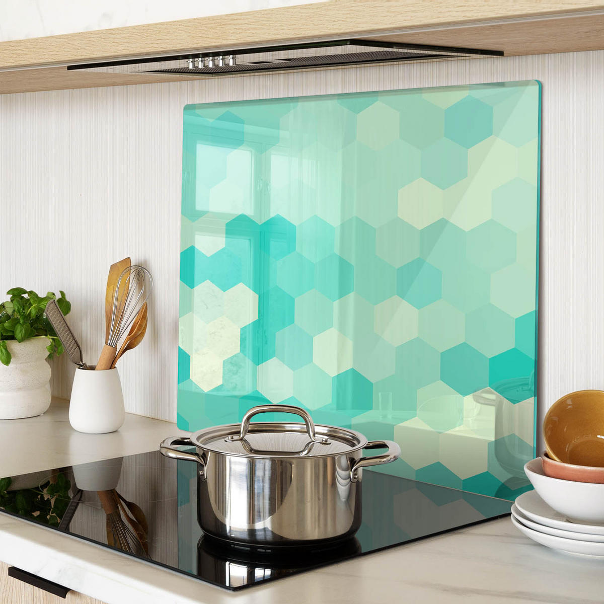 GLASPLATTE 60x52 cm Geometrische Figuren - Grün, Glas (60/0.4/52cm) - TULUP
