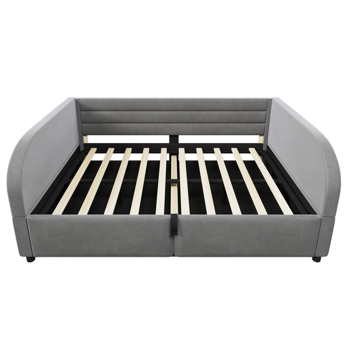 POLSTERBETT 140/200 mit hydraulischem Bettkasten und LED-Beleuchtung in Grau - Grau, Holzwerkstoff/Textil (140/200cm) - EVRYAE