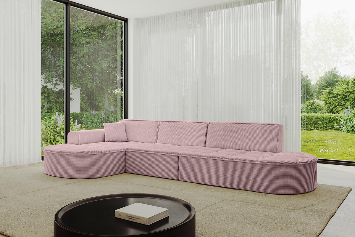 ECKSOFA Ottomane Links TARO-L2 - 328x171x79,5 cm Rosa - Rosa, Holzwerkstoff/Textil (328/171cm) - ALTDECOR