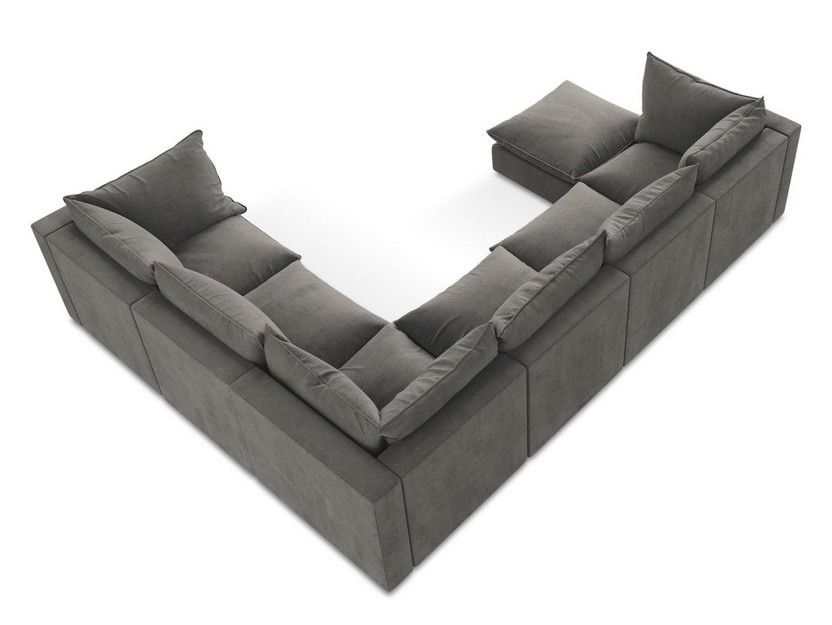 SOFAELEMENT Bouclé Stoff Grau - Hellgrau/Schwarz, Holzwerkstoff/Kunststoff (75/77/90cm) - Makamii