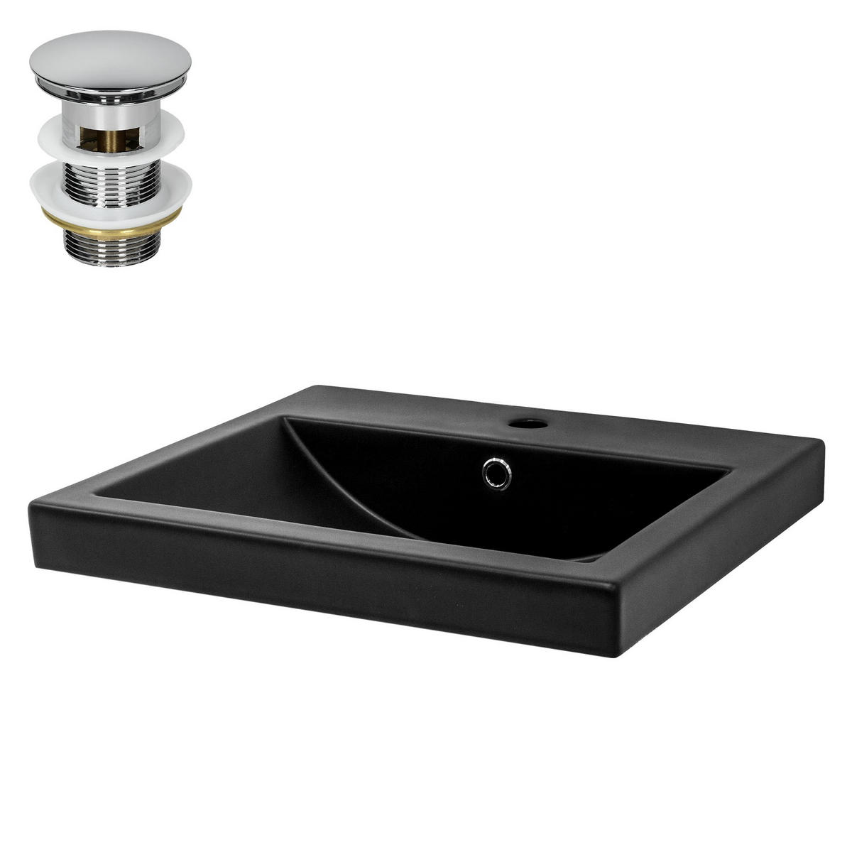 WASCHBECKEN - Schwarz, Keramik (46/16.5/53.5cm) - ML-DESIGN