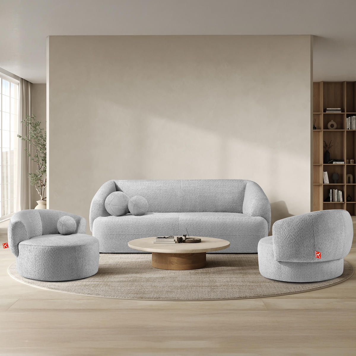 EINZELSOFA VIRA, Grau, Chenille - Schwarz/Grau, Holz/Holzwerkstoff (210/84/100cm) - KONSIMO®