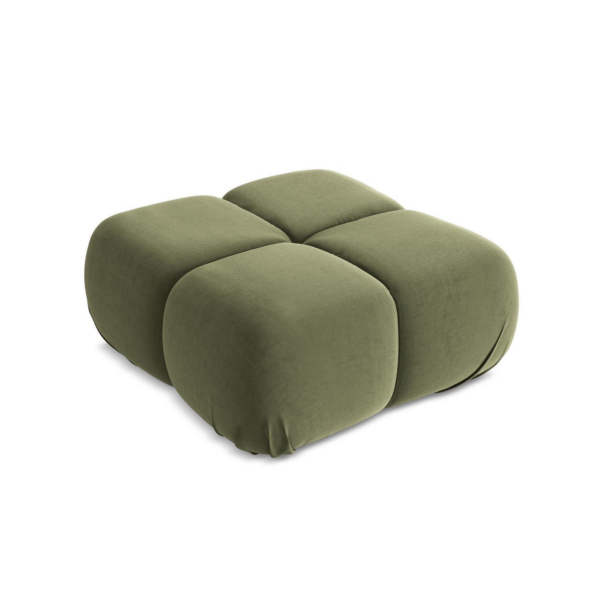 POUF Samt Stoff Grün - Schwarz/Olivgrün, Kunststoff/Textil (95/41/95cm) - LaMiaSofa