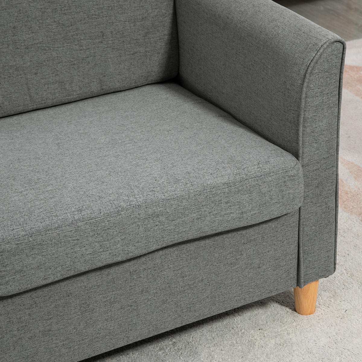 SOFA Zweisitzer Couch Doppelsofamit Kissen Leinen Grau - Hellgrau, Textil (70/78/141cm) - HOMCOM