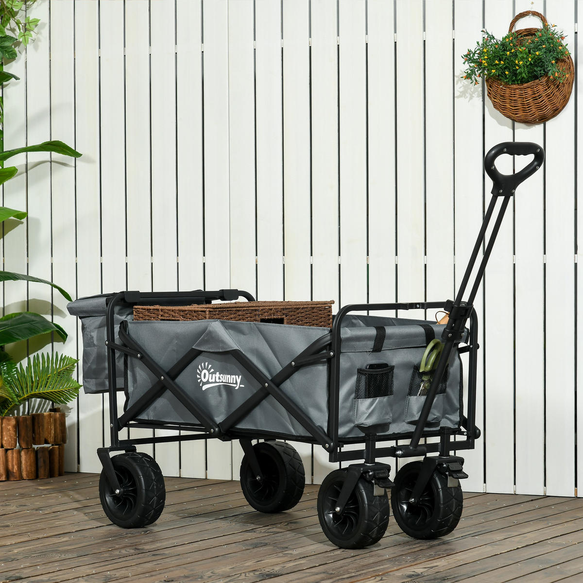 GARTENWAGEN DE-10346 klappbar mit Kühltasche Dunkelgrau - Dunkelgrau, Metall (57/100/113cm) - ComfortXL
