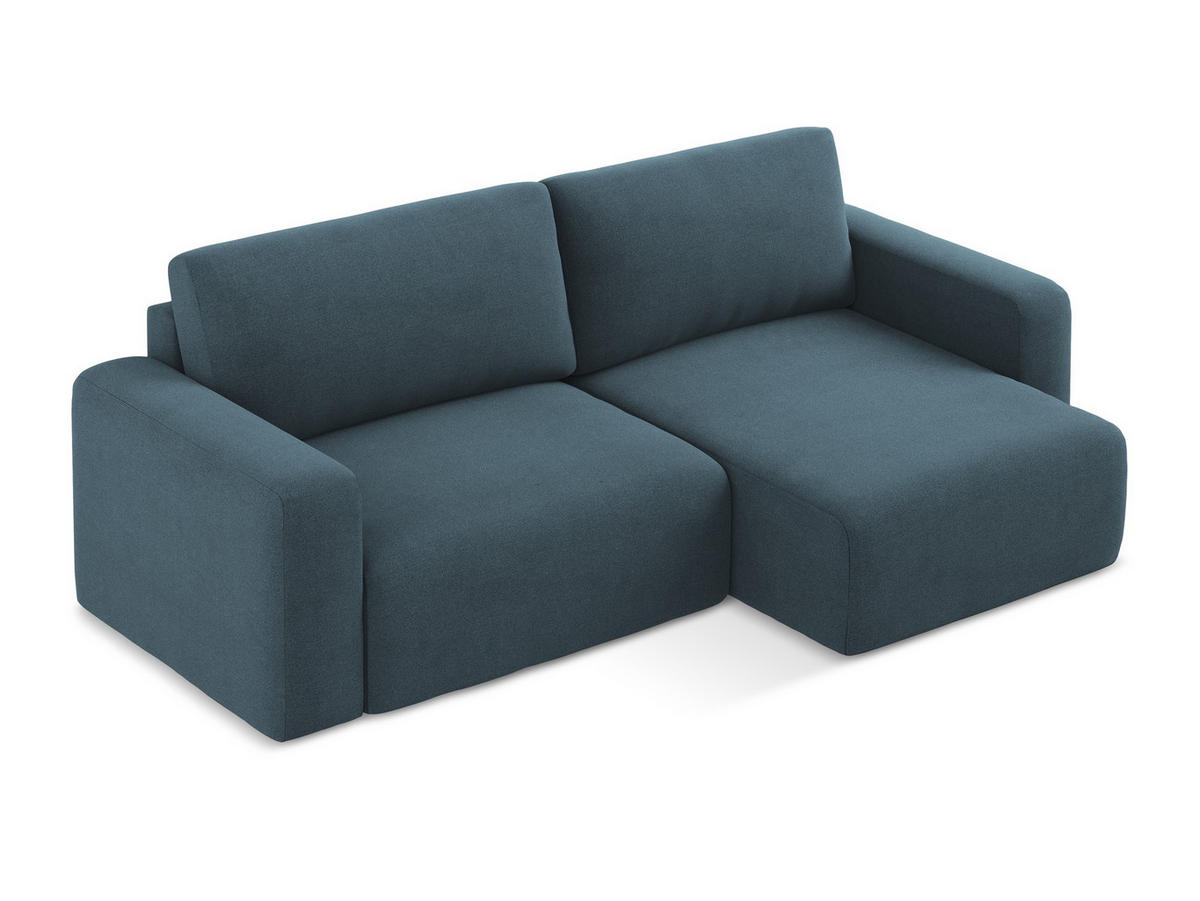 ECKSOFA mit Schlaffunktion rechts Strukturstoff Stoff Blau - Blau/Pink, Kunststoff/Textil (244/149cm) - Makamii
