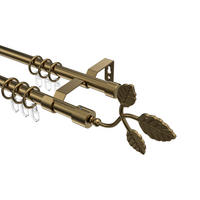 GARDINENSTANGE Olymp Alessia 420 cm (geteilt in 3 x 140 cm), 2-läufig, 16 mm Ø Messing Antik - Messingfarben/Bronzefarben, Metall (420cm) - INTERDECO