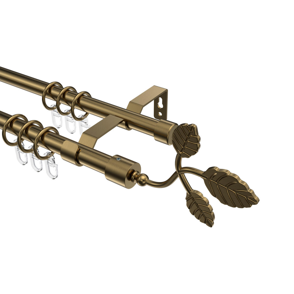 GARDINENSTANGE Olymp Alessia 420 cm (geteilt in 3 x 140 cm), 2-läufig, 16 mm Ø Messing Antik - Messingfarben/Bronzefarben, Metall (420cm) - INTERDECO