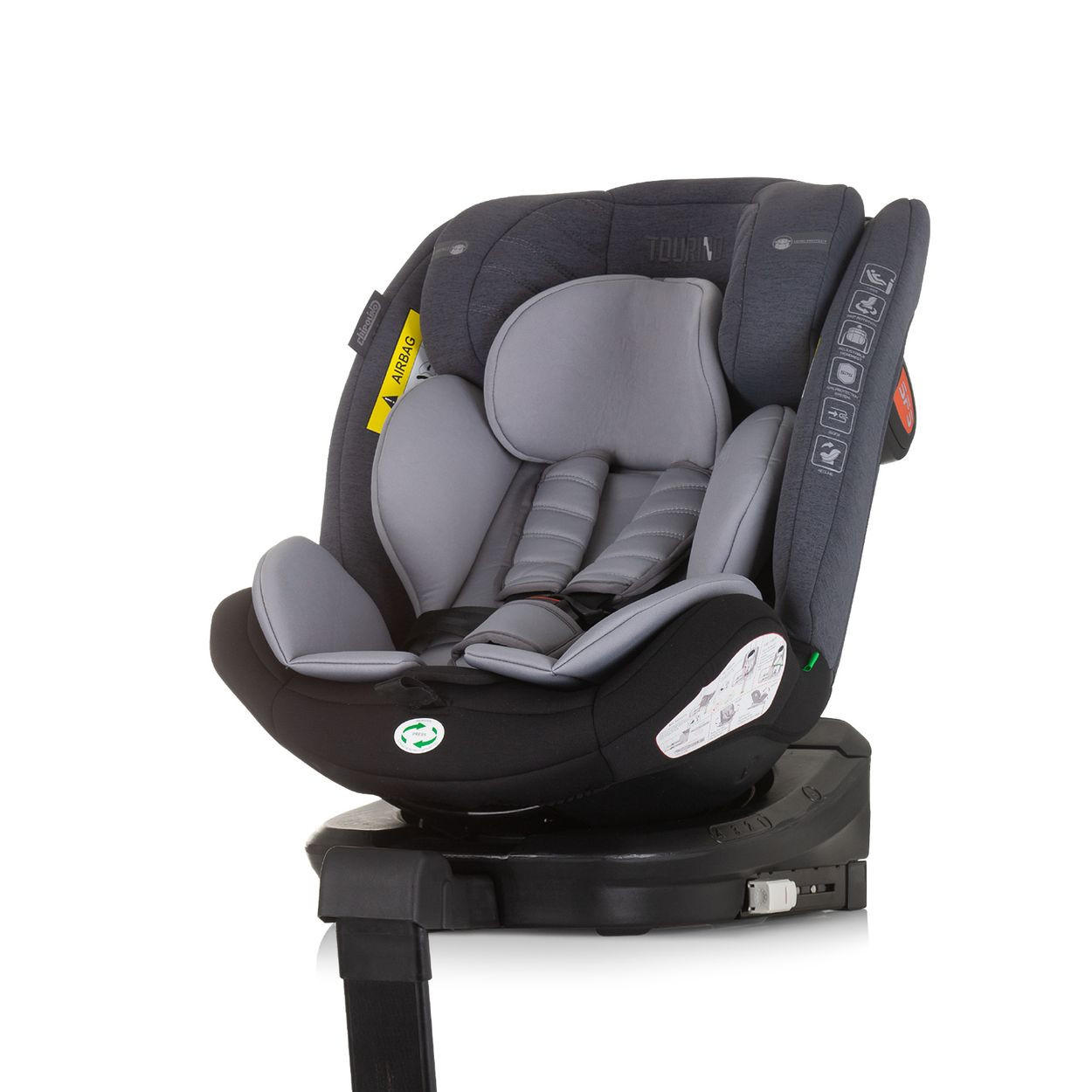 KINDERSITZ Tourino i-Size (40-150cm) grau/hellgrau Isofix, höhenverstellbar, Stützbein, drehbar - Silberfarben, Kunststoff (46/78/49cm) - Chipolino