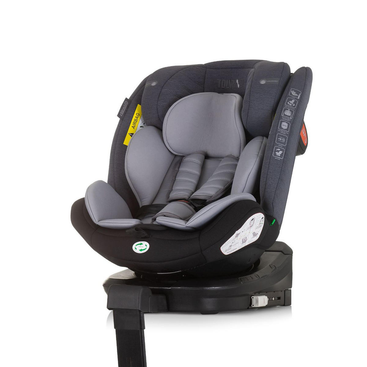 KINDERSITZ Tourino i-Size (40-150cm) grau/hellgrau Isofix, höhenverstellbar, Stützbein, drehbar - Silberfarben, Kunststoff (46/78/49cm) - Chipolino