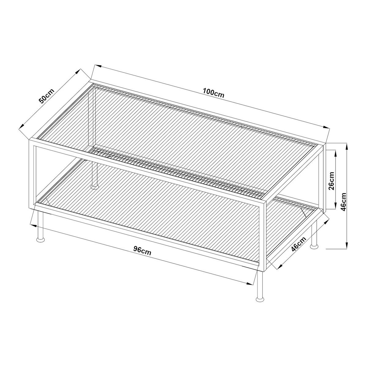 KONFERENČNÍ STOLEK Lindau 100/50/46 cm - krémová, kov/sklo (50/100/46cm) - [en.casa]