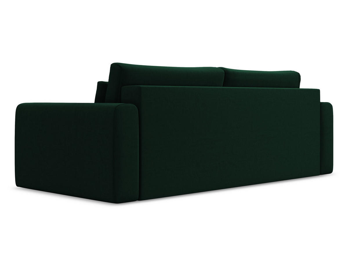 3-SITZER SOFA mit Schlaffunktion Samt Stoff Grün - Dunkelgrün/Schwarz, Kunststoff/Textil (238/82/105cm) - Makamii