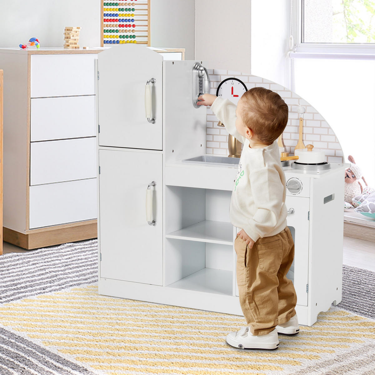 SPIELKÜCHE Kinder Weiß - Weiß, Holz (78/83/29cm) - COSTWAY