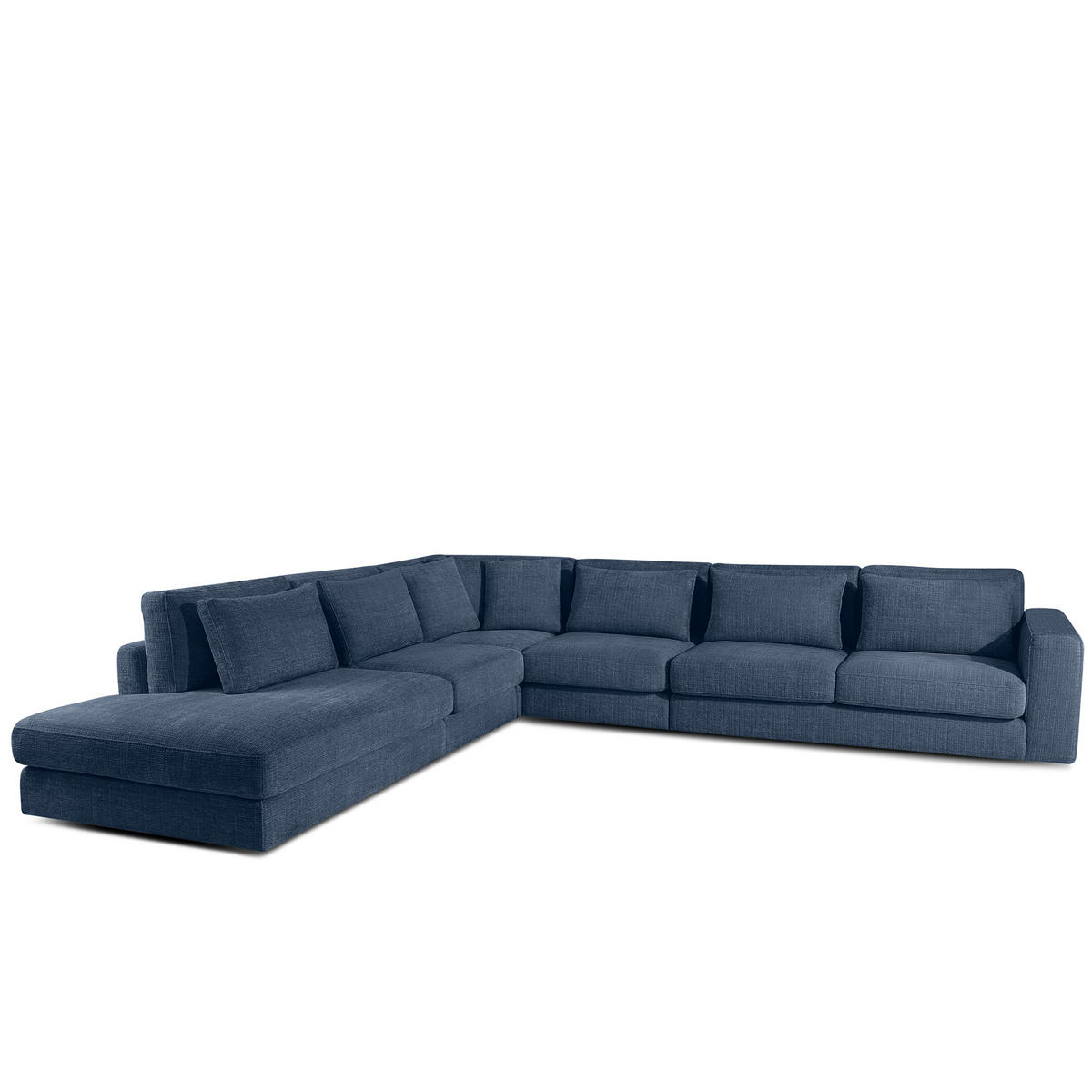 ECKSOFA XL links VERUS - Dunkelblau, Holz/Holzwerkstoff (377/328cm) - KONSIMO®