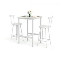 BARTISCH-SET DE-39323 2-teilig mit Rückenlehnen Weiß - Weiß, Holzwerkstoff (60/92/60cm) - ComfortXL