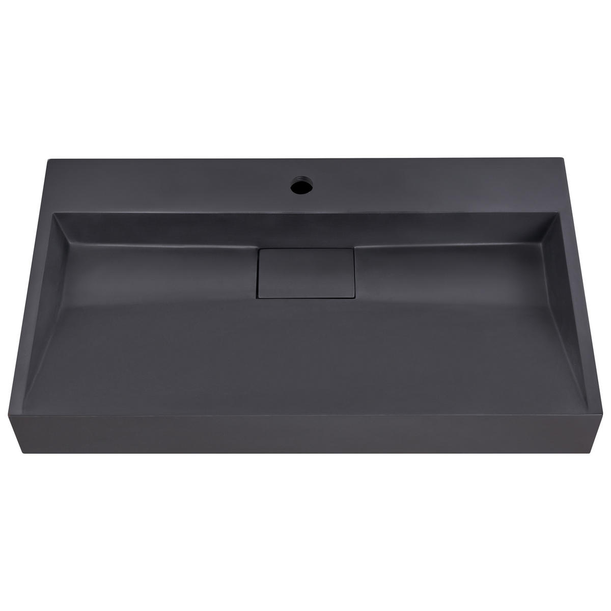 HÄNGEWASCHBECKEN Schwarz 80/46 cm Mineralguss Quenko - Schwarz, Naturmaterialien (80/12/46cm) - Beliani