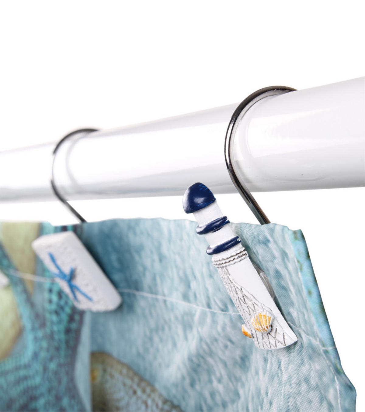 DUSCHVORHANGRINGE Meeresbrise - Weiß, Kunststoff/Metall (3.5/2.5/3cm) - Sanilo