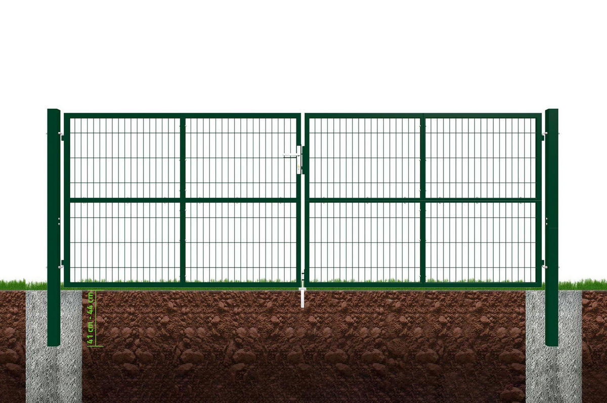 ZAUNTOR Razo Grün 4m H.140cm + TÜRCHEN 1m H.140cm - Grün, Metall (408/146cm) - Casanoov