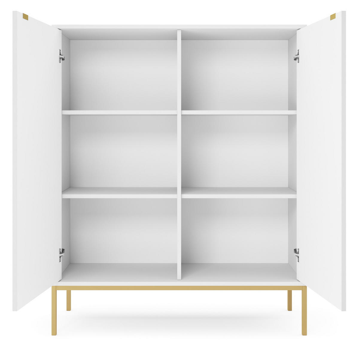 SIDEBOARD 104 cm Galla, 2 Türen, Weiß + Gold - Goldfarben/Weiß, Holz/Metall (104/125/39cm) - Emporius
